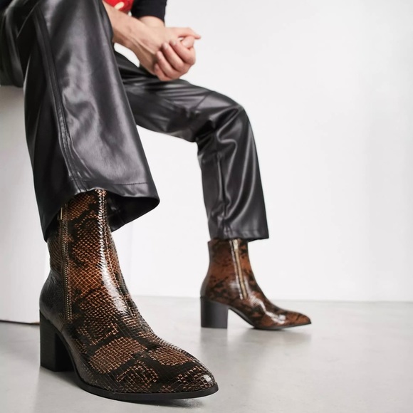 Zara brown snake skin booties brand new never worn - Picture 1 of 6